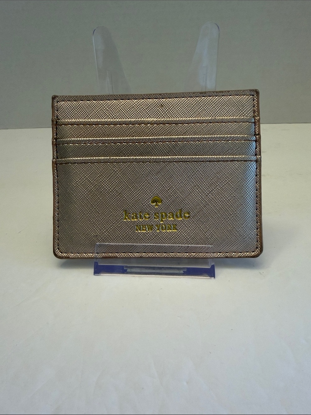 kate spade Metallic Rose Gold Glitter Card Holder
